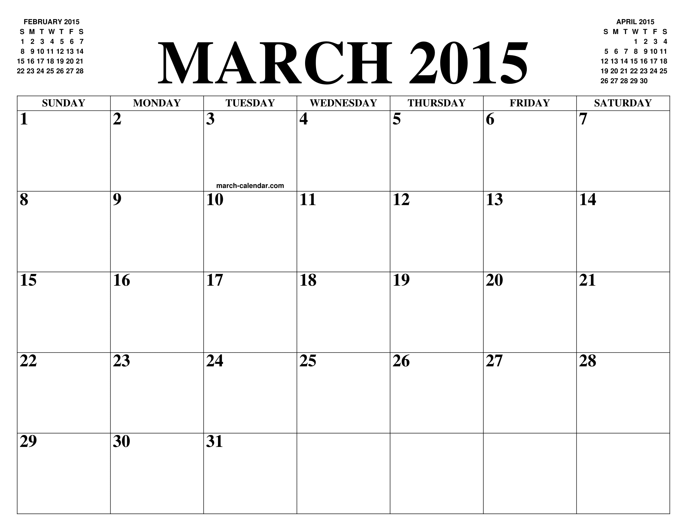 MARCH 2015 CALENDAR OF THE MONTH: FREE PRINTABLE MARCH CALENDAR OF THE