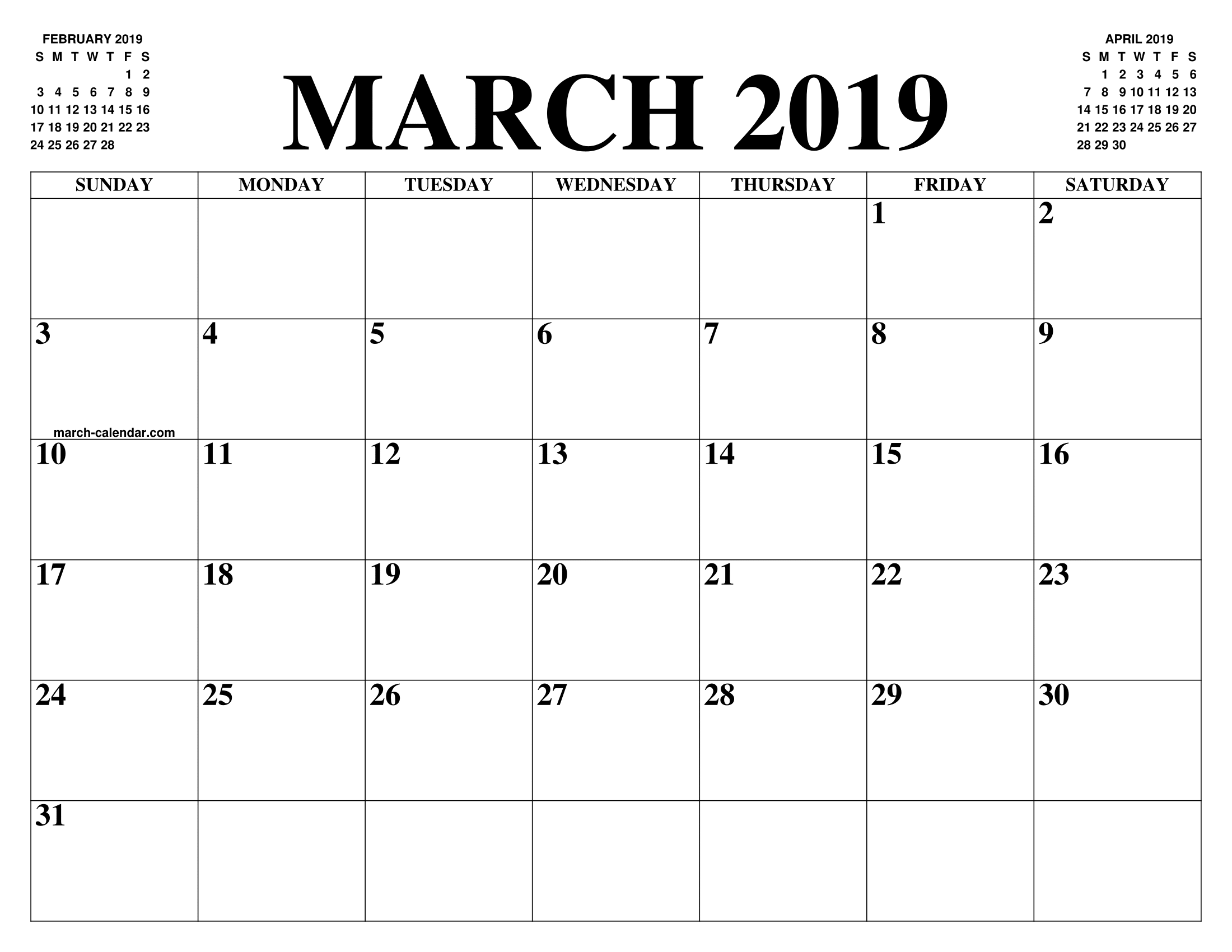 MARCH 2019 CALENDAR OF THE MONTH: FREE PRINTABLE MARCH CALENDAR OF THE ...